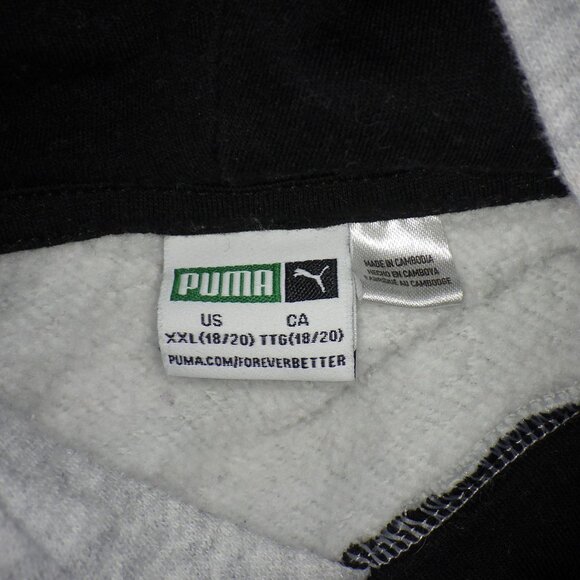 Puma Youths Unisex Hoodie Lined Pockets Size XXL 18/20 Grey Preppie Outerwear - Picture 6 of 9